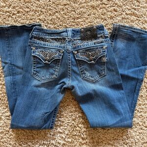 Miss Me Blue Boot Cut Jeans with Embellished Pockets Women’s 30x33